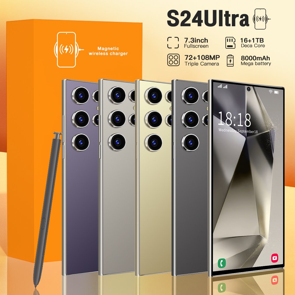 Folding phone S24+ Ultra original Big Screen 7.3 inch 16G+1T face unlock s24 cell phone Android 14.0 unlock gaming mobilephone